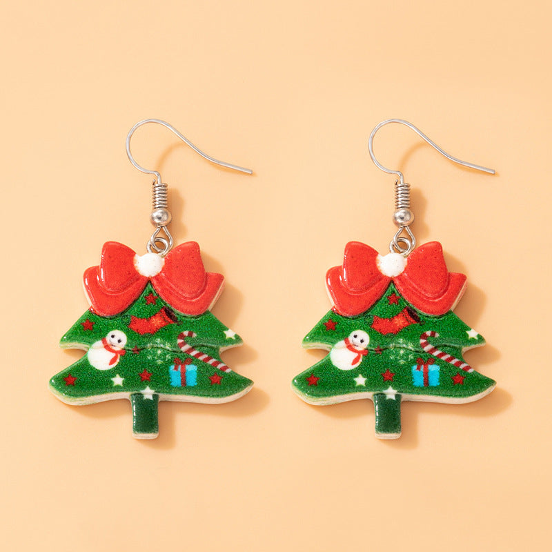 Wholesale Christmas Snowman Elk Candy Santa Claus Alloy Earrings